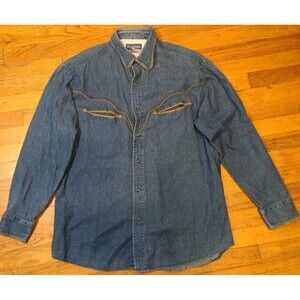 Vintage Alamosa Western Denim Jean Shirt Women’s Button Down Long Sleeve Sz. L